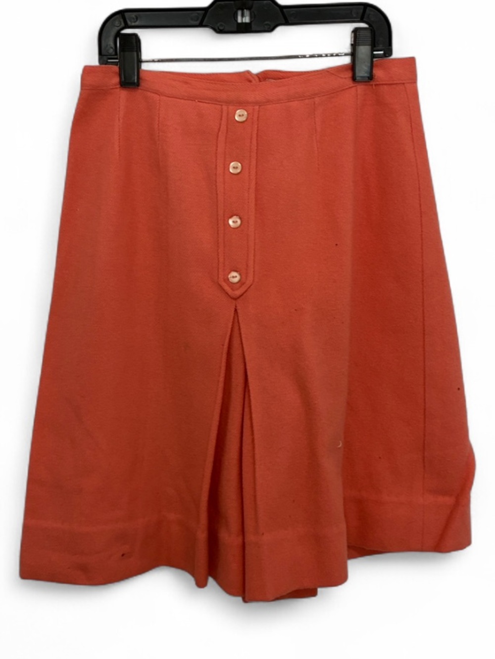 Vintage Coral Orange Faux Button-Front Wool Blend Skirt